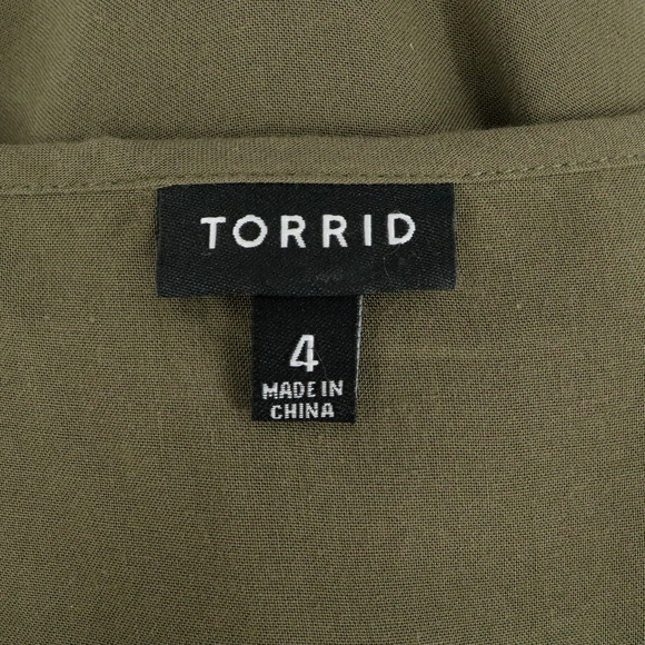 Torrid 4 Dress Plus 4X Olive Green Lined Rayon A-line Short Sleeve Pullover - Picture 3 of 12